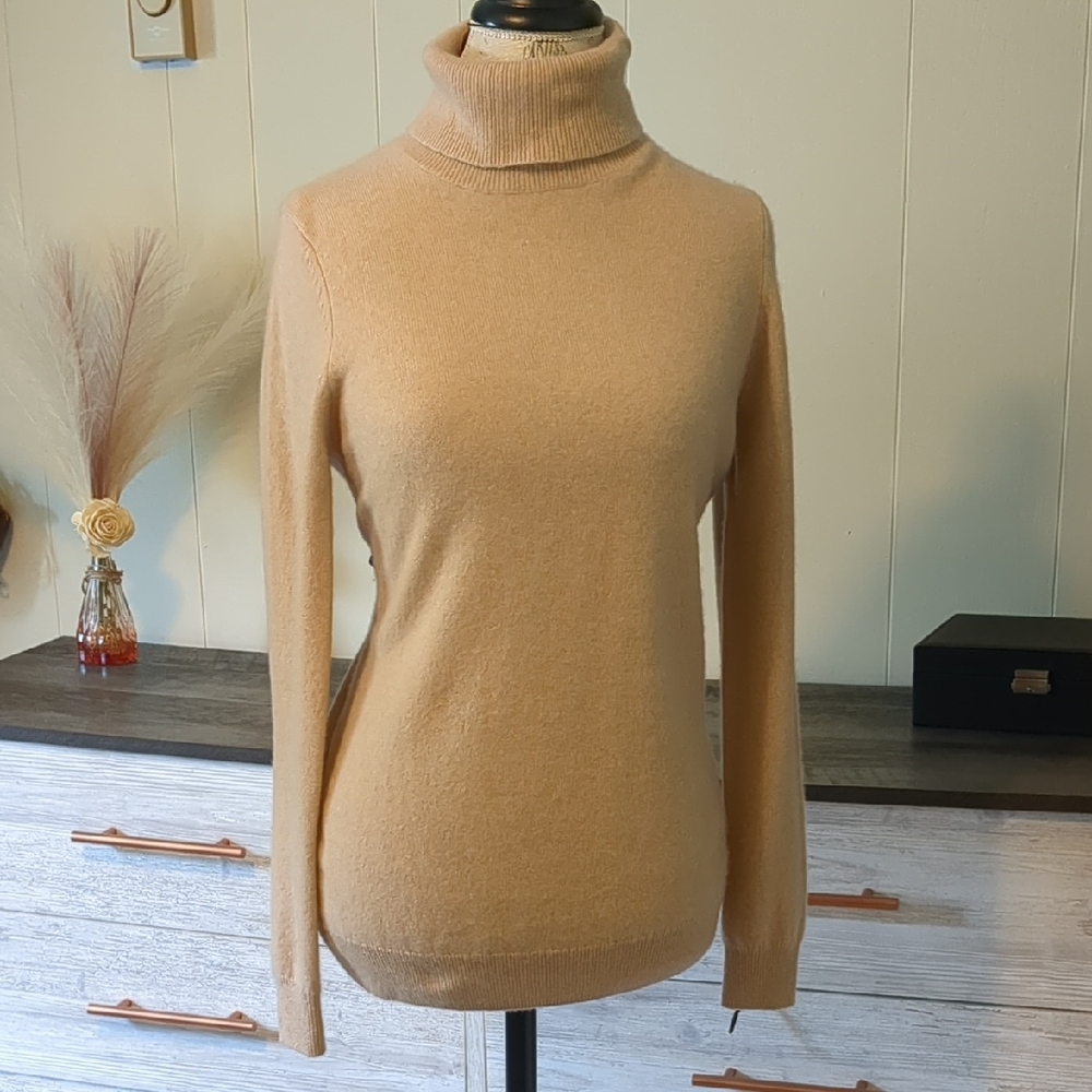 Bloomingdale's Tan Cowl Neck Sweater Soft Knit